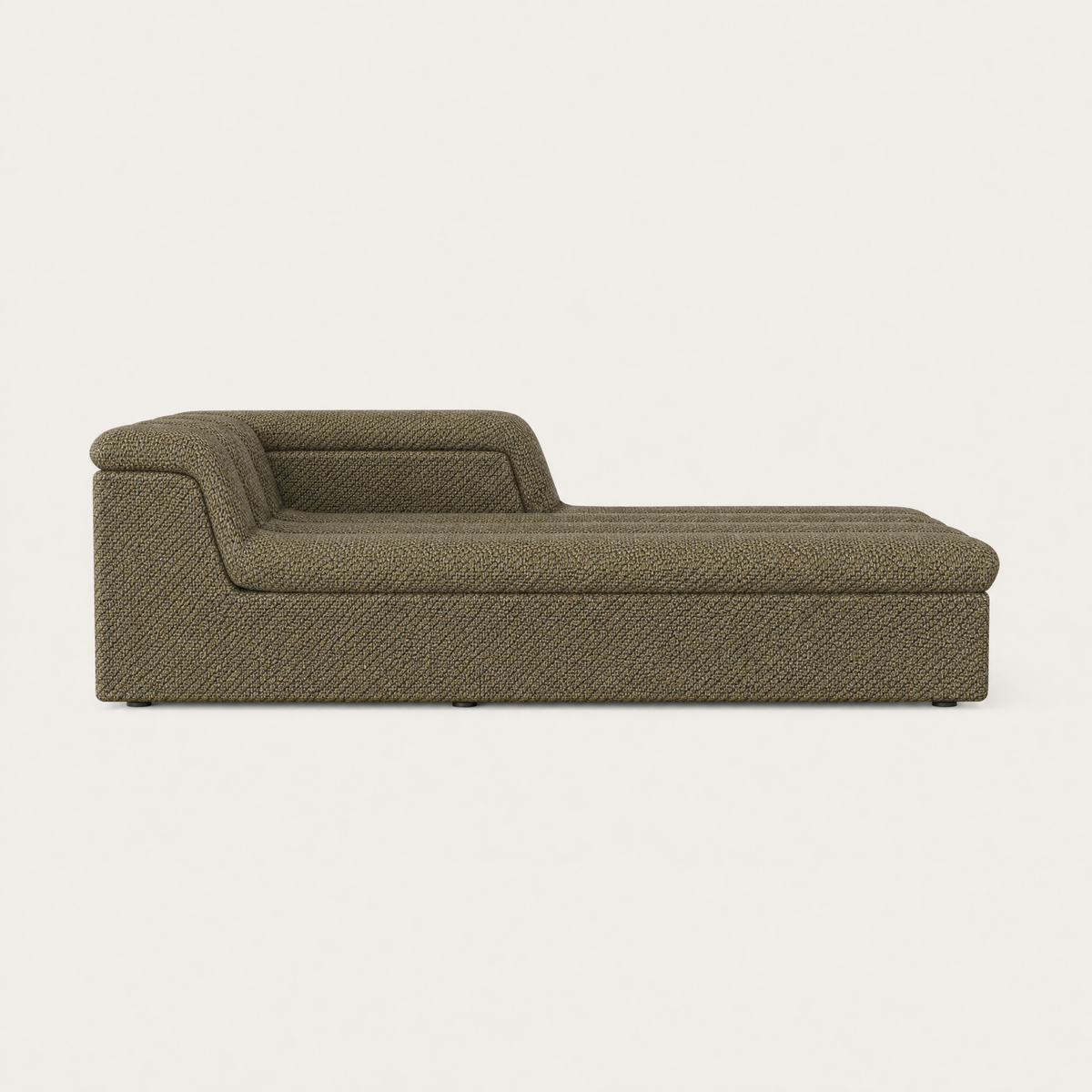 Devi Chaise Module in Olive Green, side view — Designed by Valerio Sommella for Acerka