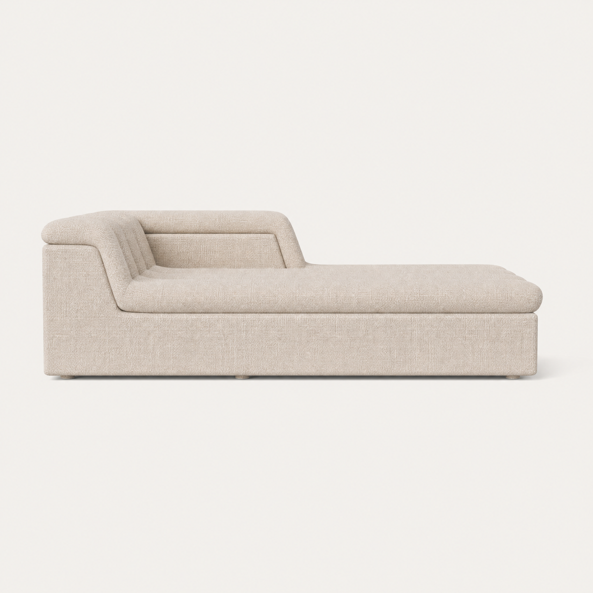 The Devi Chaise Module by Valerio Sommella features an elongated lounging surface, sculpted cushioning, and a softly rounded backrest for ACERKA Miami.