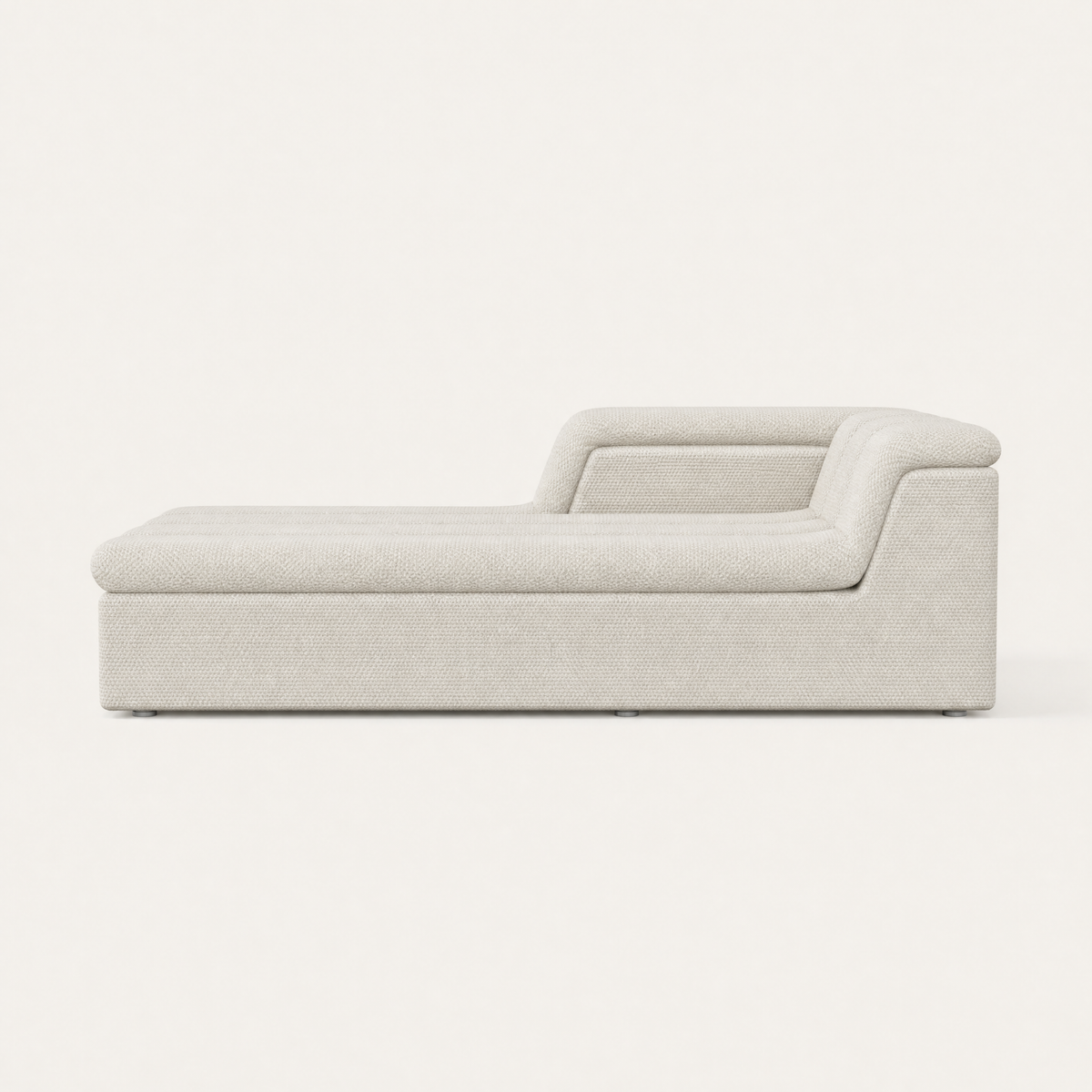 The Devi Chaise Module by Valerio Sommella features an elongated lounging surface, sculpted cushioning, and a softly rounded backrest for ACERKA Miami.