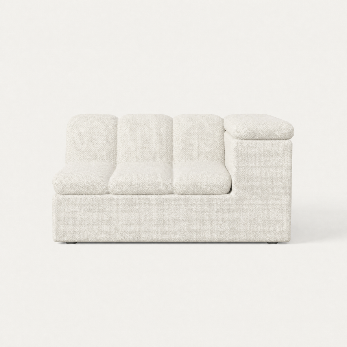 Devi Sofa in Alpine White upholstery, front view — Designed by Valerio Sommella for Acerka