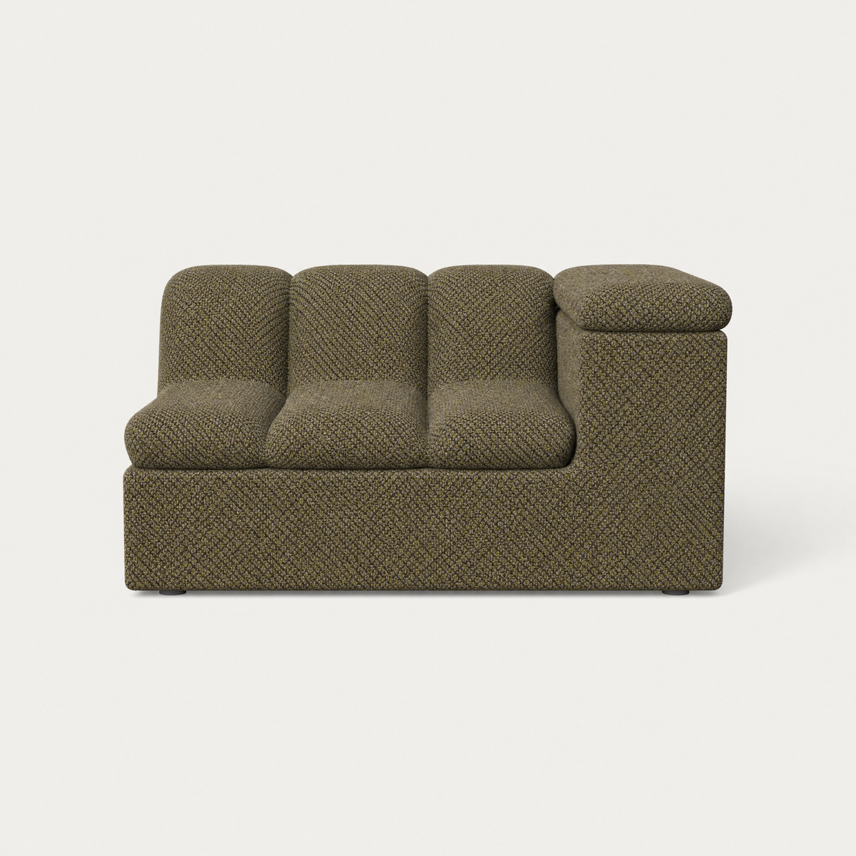 Devi Right Arm Sofa Module in Olive Green, front view — Designed by Valerio Sommella for Acerka