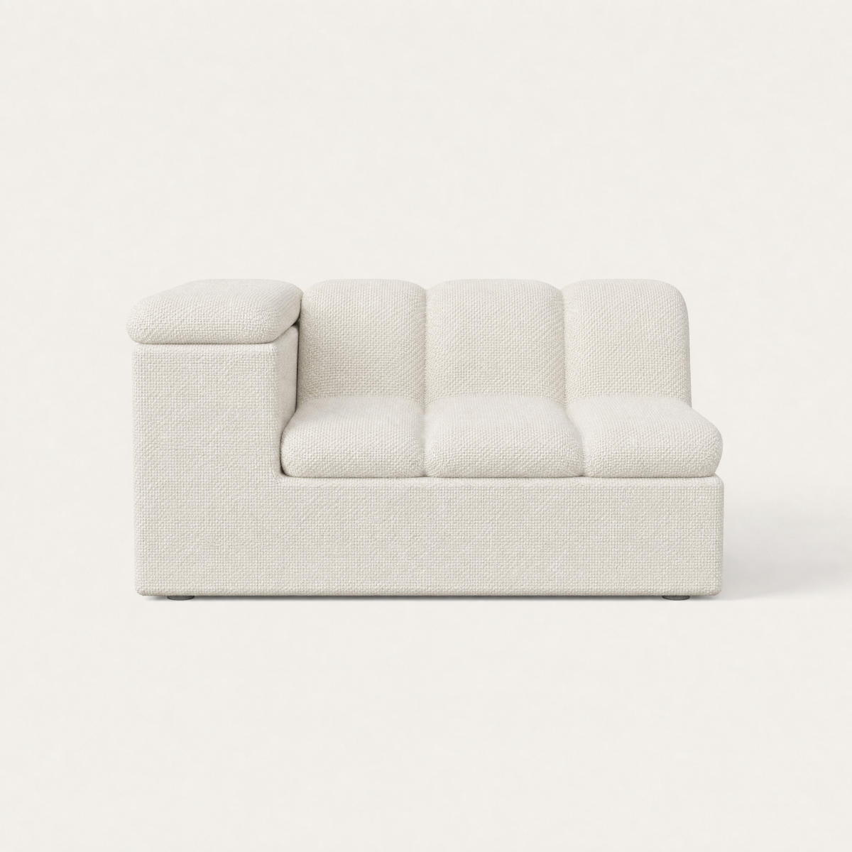 Devi Modular Sofa in Alpine White, front view, designed by Valerio Sommella for Acerka.