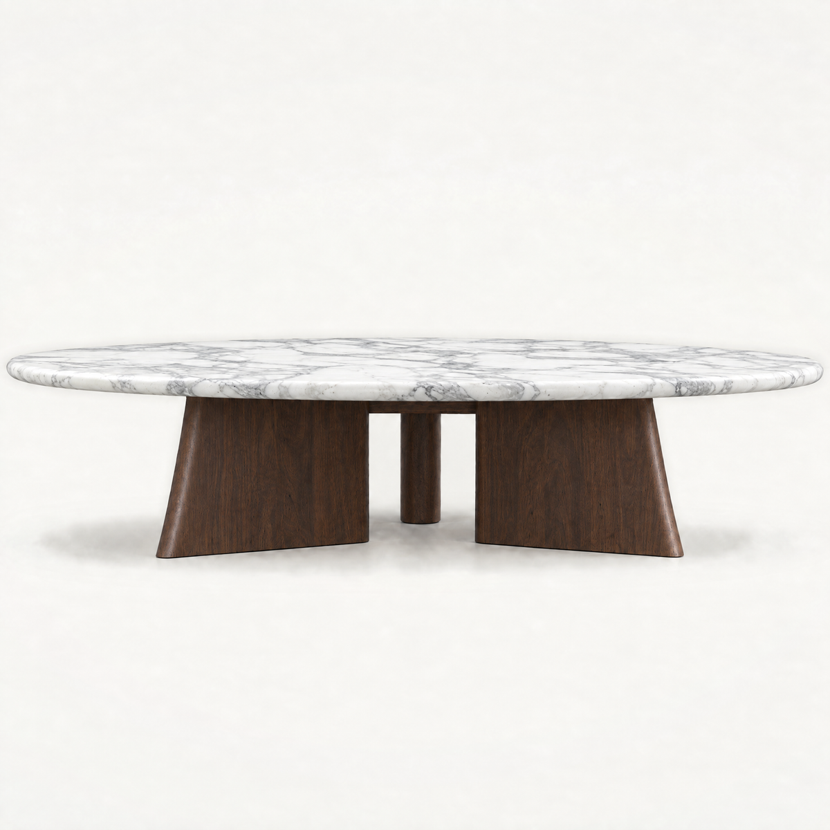 Designed by Francesco Meda, the Cabo Coffee Table at ACERKA Miami features refined proportions, a circular marble top, and a distinctive architectural wood base.