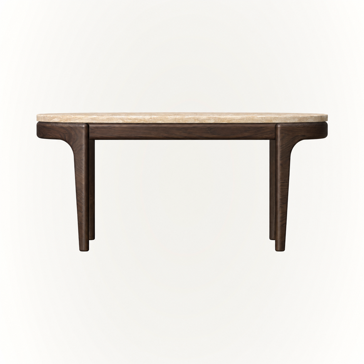 ACERKA Miami presents the Tcha High Coffee Table by Ramón Esteve, featuring Italian Light Travertine with natural pores and distinctive tonal variation.