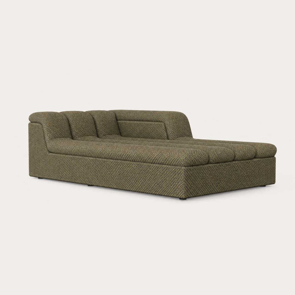 Devi Chaise Module in Olive Green, three-quarter view — Designed by Valerio Sommella for Acerka