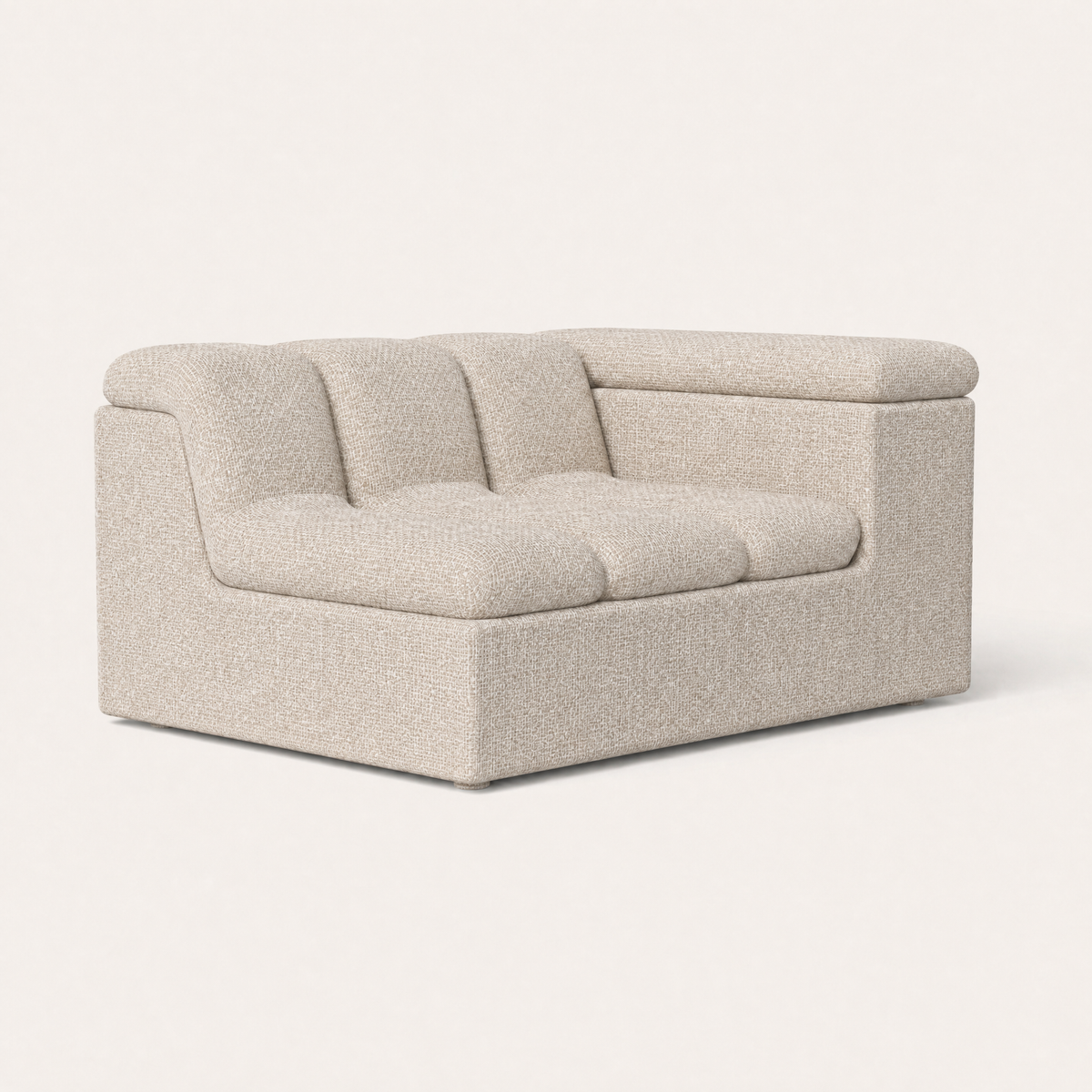 ACERKA Miami presents the Devi Left Arm Sofa Module with a sculptural silhouette and softly rounded upholstered forms.