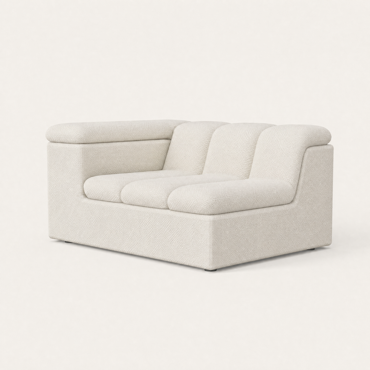 Devi Modular Sofa in Alpine White, three-quarter view, designed by Valerio Sommella for Acerka.