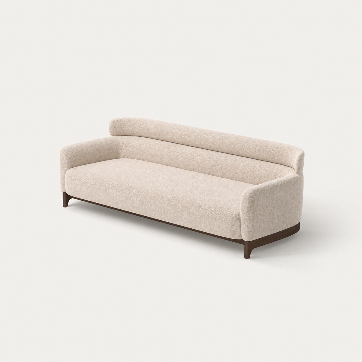 Designed by Ramón Esteve, the Sia Large Sofa brings generous Stone Beige upholstery and refined Dark Oak detailing to the ACERKA Miami collection.
