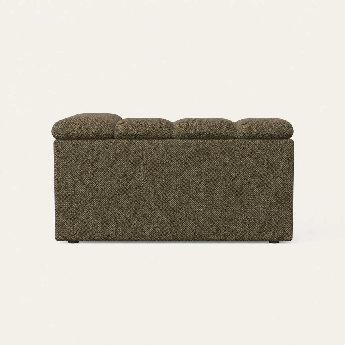 Devi Right Arm Sofa Module in Olive Green, rear view — Designed by Valerio Sommella for Acerka