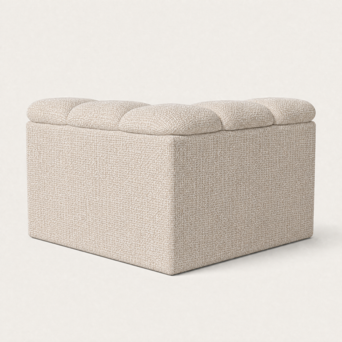 The Devi Modular Sofa features Alpine White upholstery and softly rounded forms designed for flexible modular arrangements.