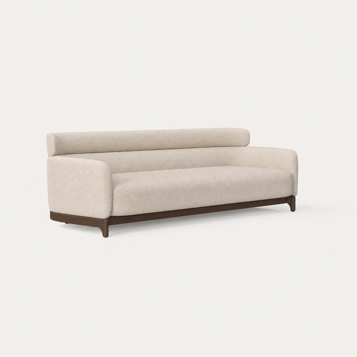 ACERKA Miami showcases Ramón Esteve’s Sia Large Sofa, combining an enveloping Stone Beige silhouette with a curved oak base and slender integrated legs.