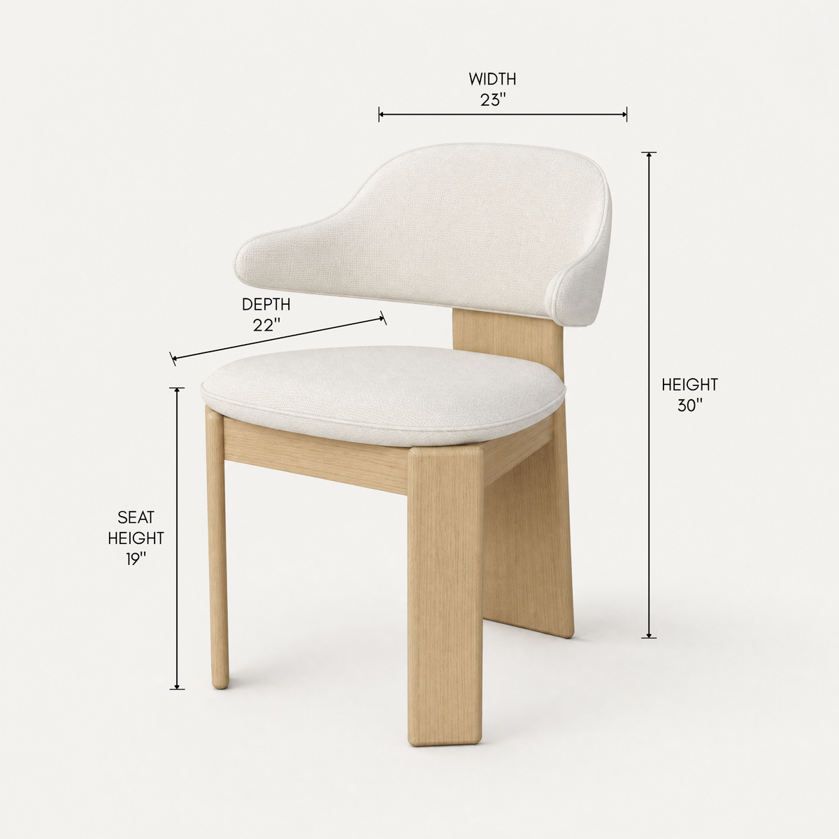 Gaba Dining Armchair – Alpine White / Natural Oak, designed by Valerio Sommella.