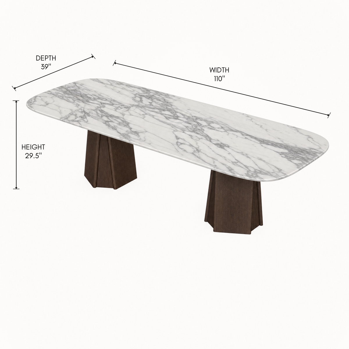 Valerio Sommella combines soft white Arabescato marble with warm solid oak in the Chuli Rectangular Dining Table, presented by ACERKA Miami.