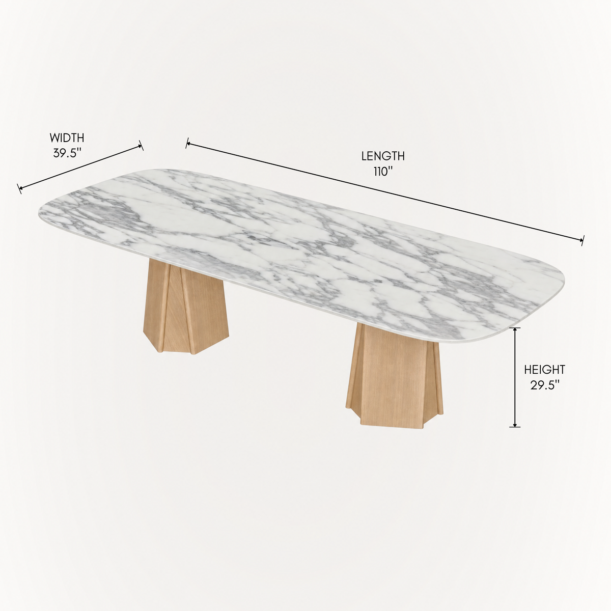 Designed by Valerio Sommella, the Chuli Rectangular Dining Table pairs distinctive Arabescato marble with a sculptural oak base for a refined contemporary dining centerpiece at ACERKA Miami.