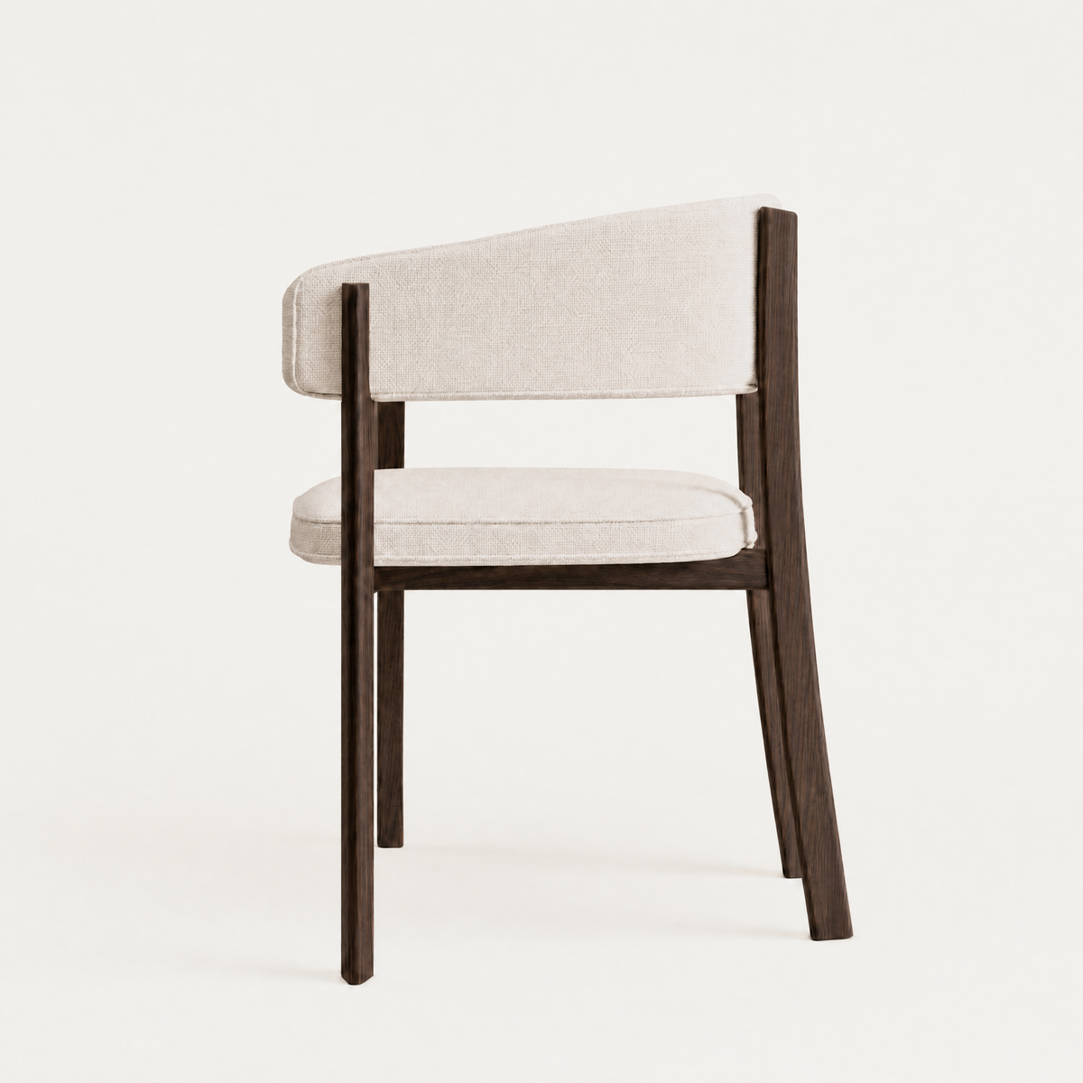 Solid Dark Oak frame and Alpine White upholstery on the Avila Dining Chair.