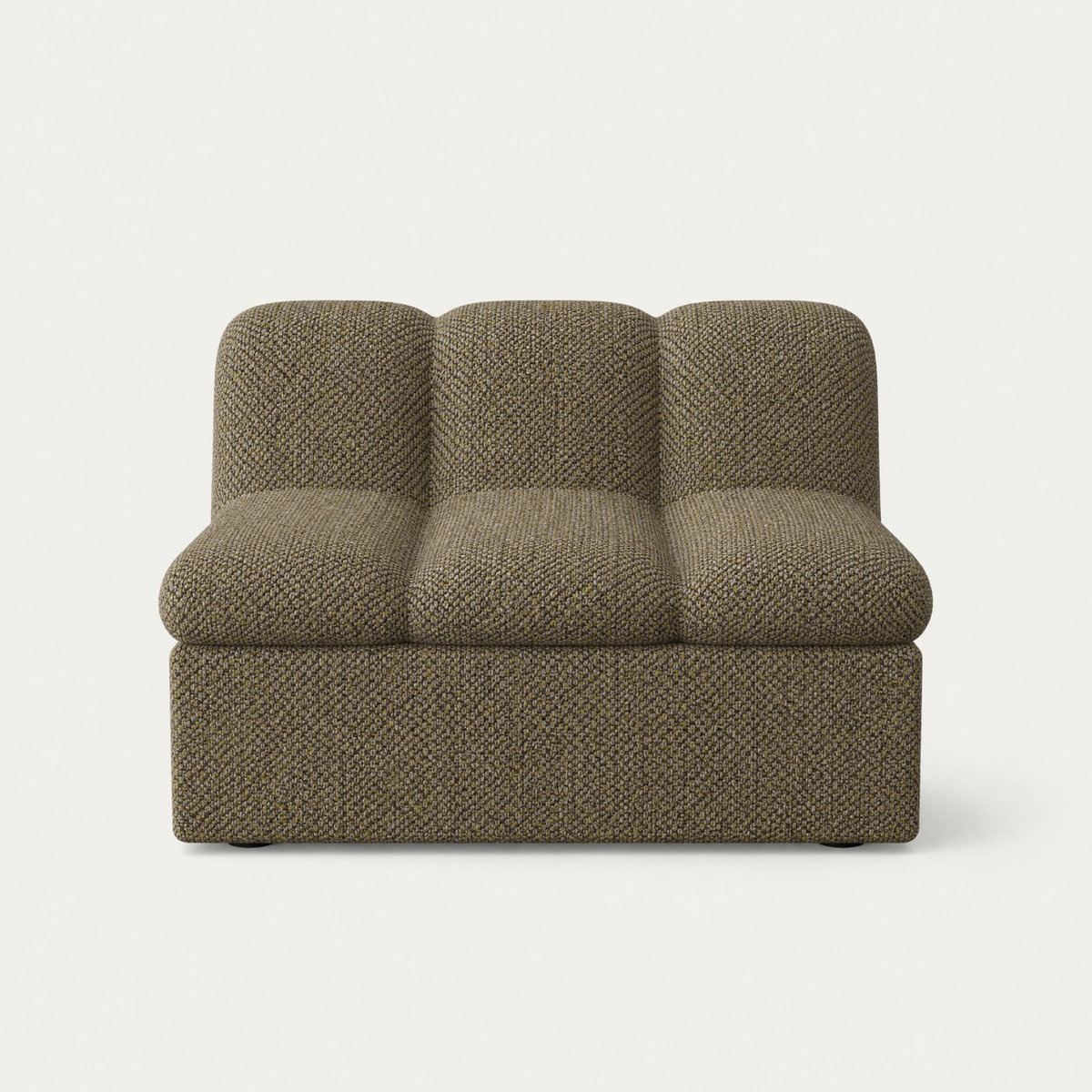 The Devi Middle Module by Valerio Sommella features a fully upholstered armless design with a sculptural profile, available at ACERKA Miami.