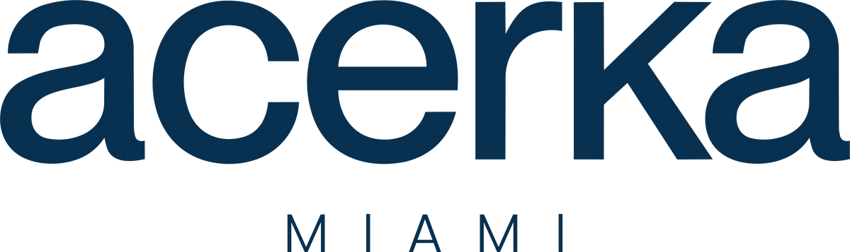 Acerka Miami logo in dark blue typography