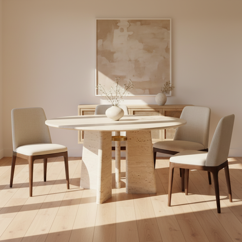 Balado Round Dining Table - Travertine