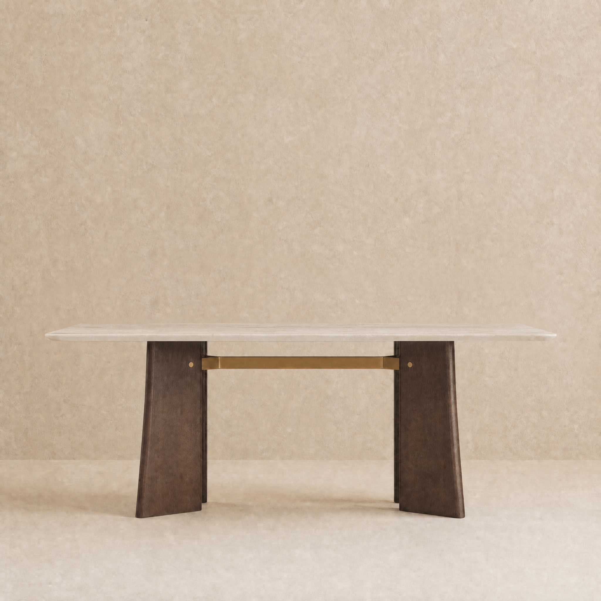 Balado Rectangular Dining Table - Travertine / Dark Oak