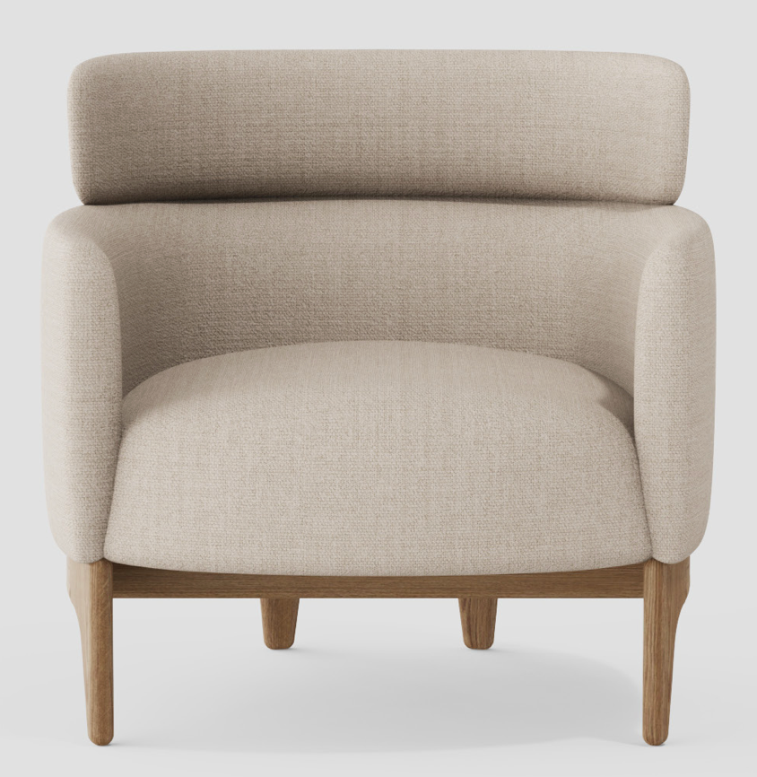 Sia Accent Chair - Stone Beige / Natural Oak