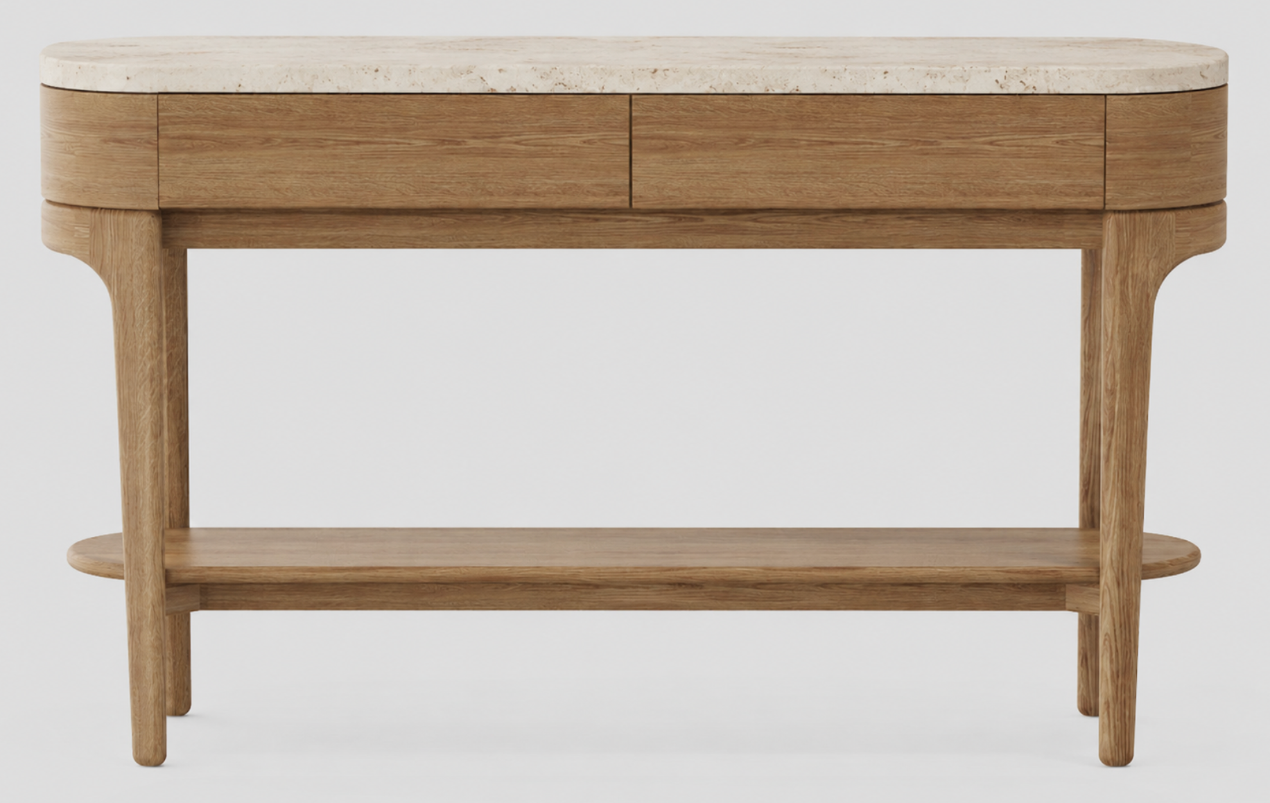 Tcha Oak Console - Travertine