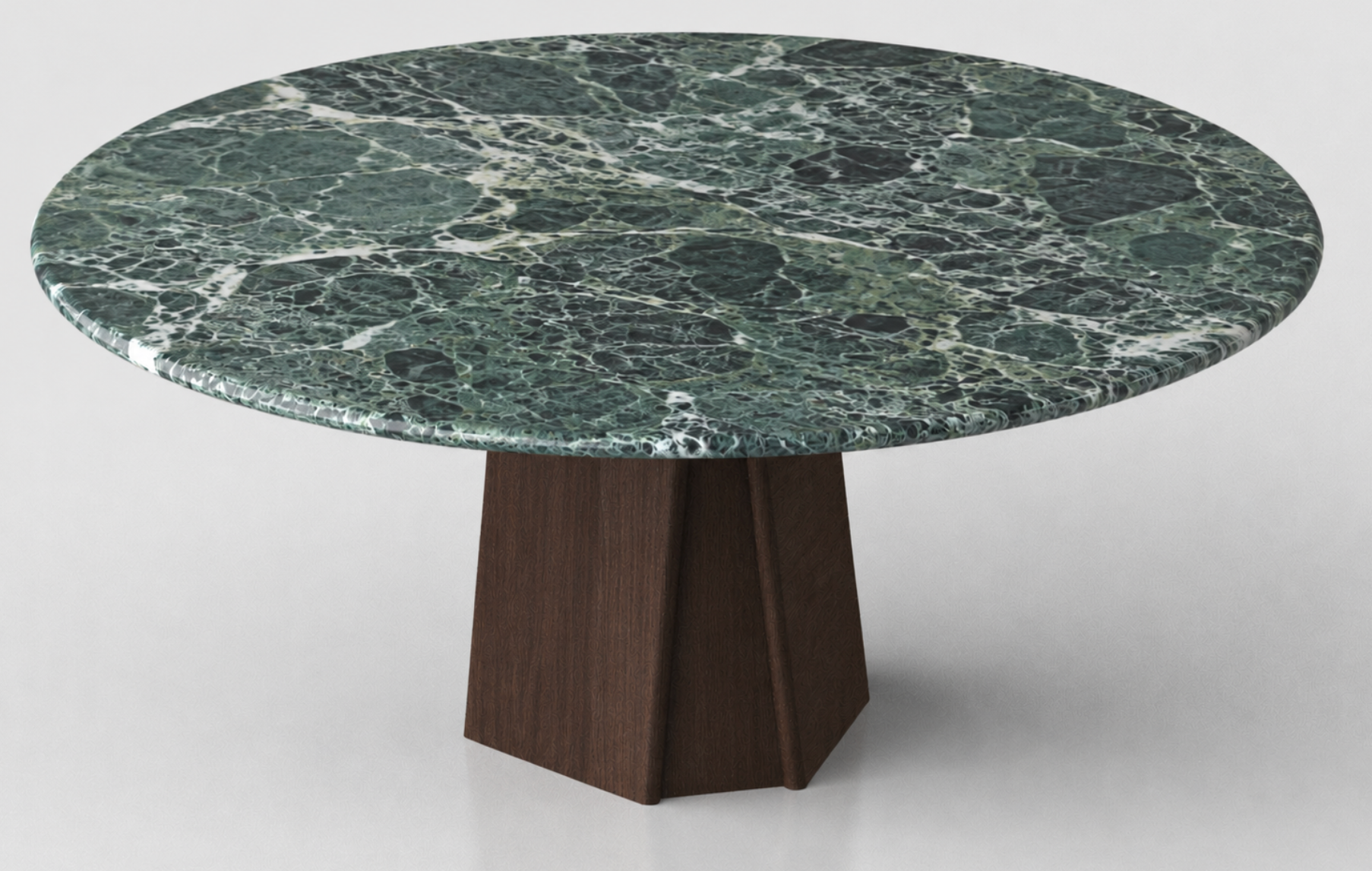 Chuli Round Dining Table - Verde Alpi Marble / Dark Oak