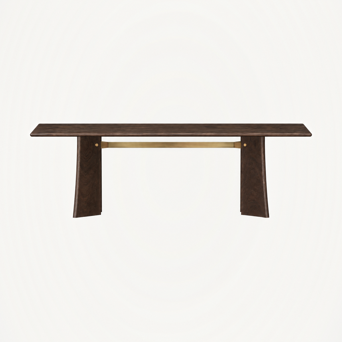 ACERKA Miami presents the Balado Rectangular Dining Table by Francesco Meda, combining solid American Oak with a sculptural trestle base and distinctive brass accent.
