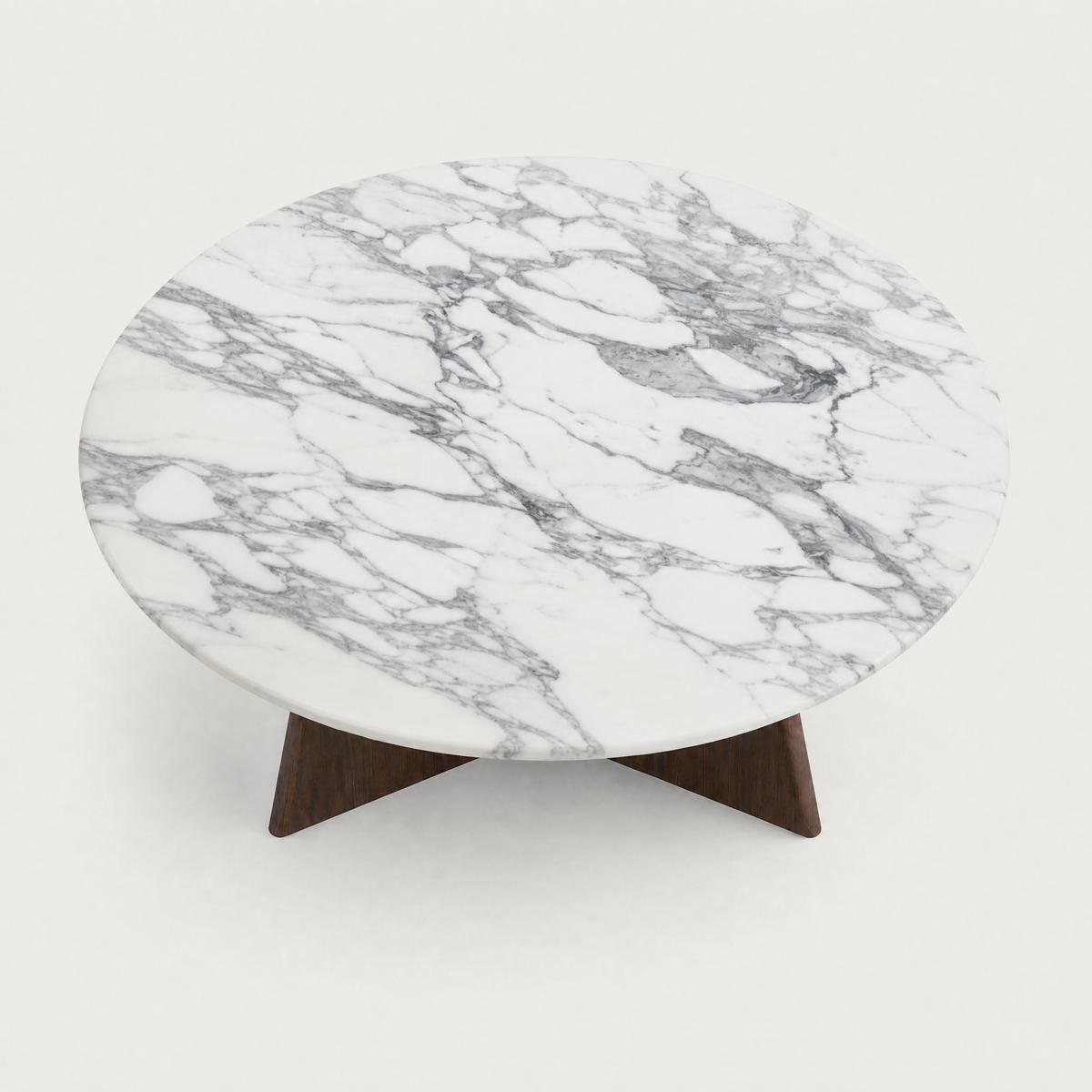 The Cabo Coffee Table by Francesco Meda combines sculptural geometry with rich Dark Oak and elegant Arabescato marble, available at ACERKA Miami.