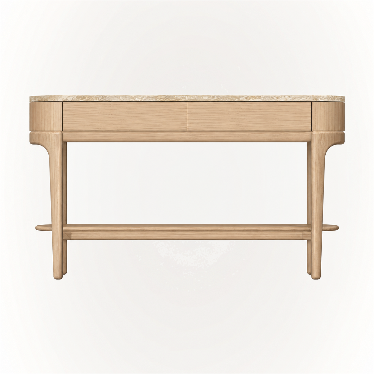 Tcha Oak Console - Travertine