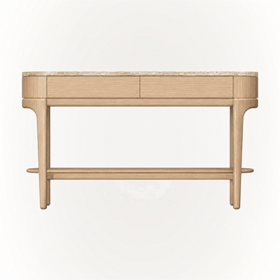 Tcha Oak Console - Travertine