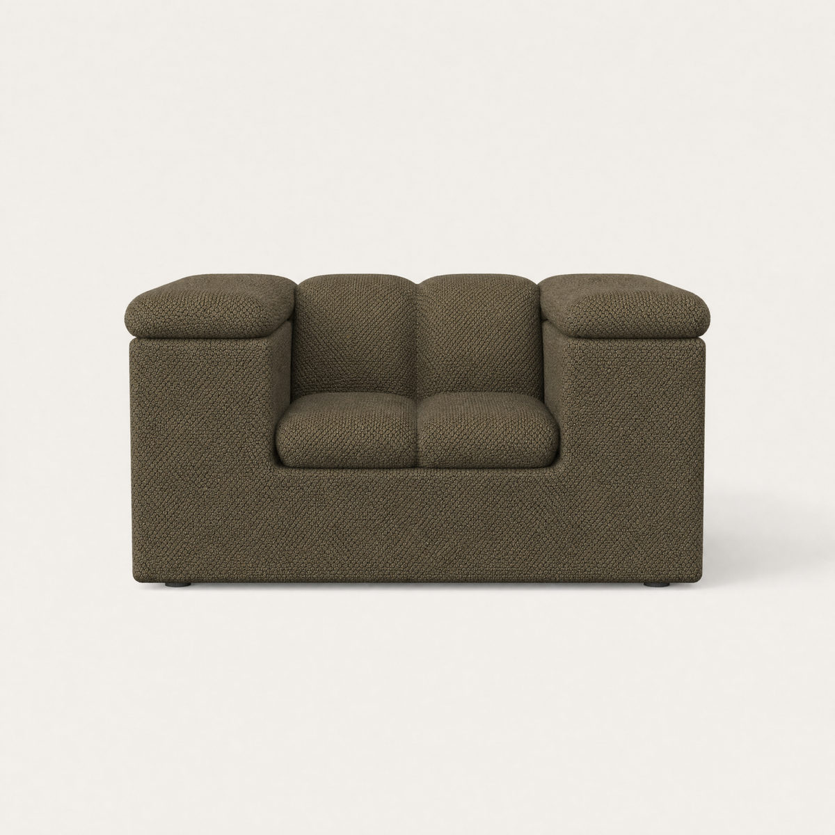 The Devi Accent Chair by Valerio Sommella features softly rounded forms and deep cushioning for ACERKA Miami.