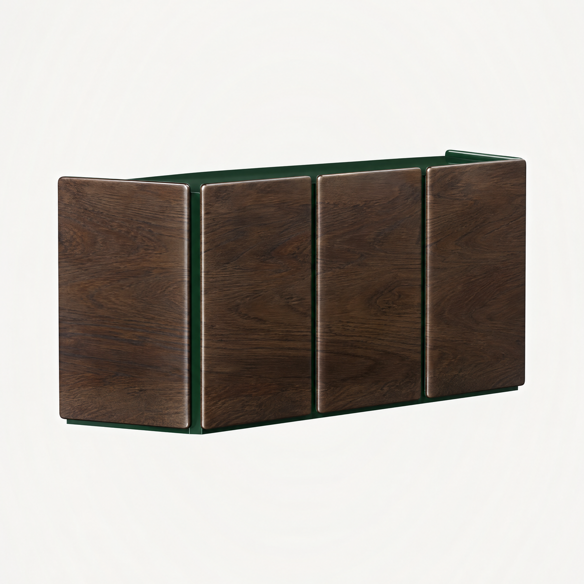 The Dista Sideboard by Valerio Sommella combines rich Dark Oak, full-height cabinet fronts, and clean architectural geometry, available at ACERKA Miami.
