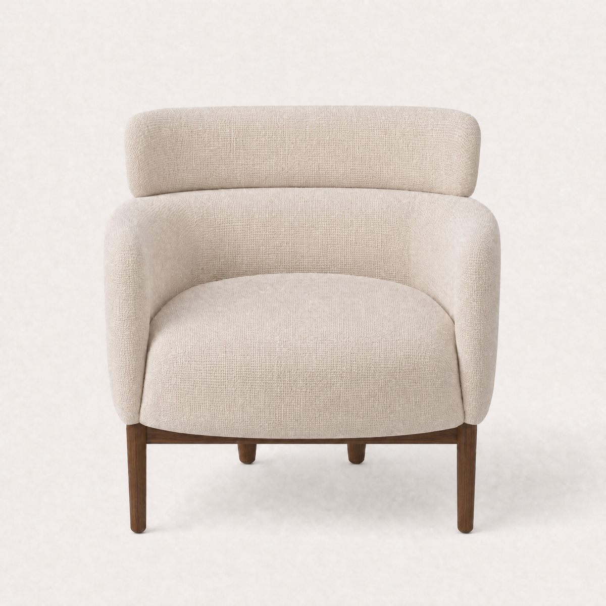 Sia Accent Chair – Stone Beige / Dark Oak, designed by Ramón Esteve.