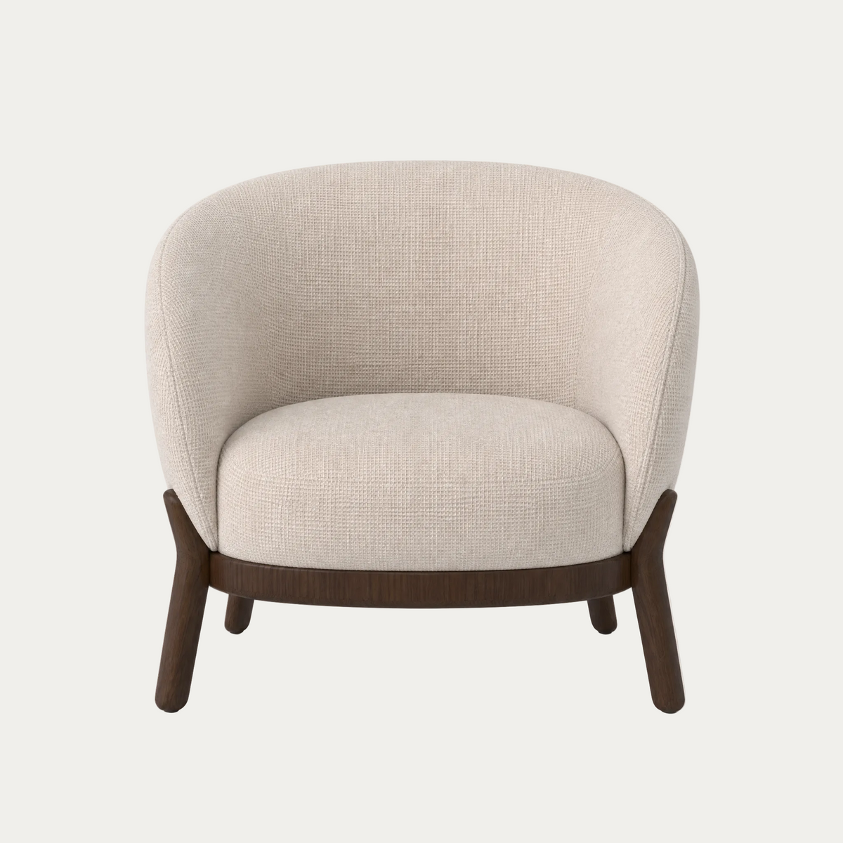 ACERKA Miami showcases the Lifa Accent Chair by Ramón Esteve, combining generous upholstery, soft curves, and FSC-certified solid natural oak.