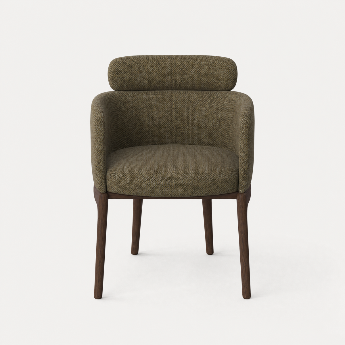 Sculptural upholstery and a distinctive floating back cushion give Ramón Esteve’s Sia Dining Chair its signature profile, available through ACERKA Miami.