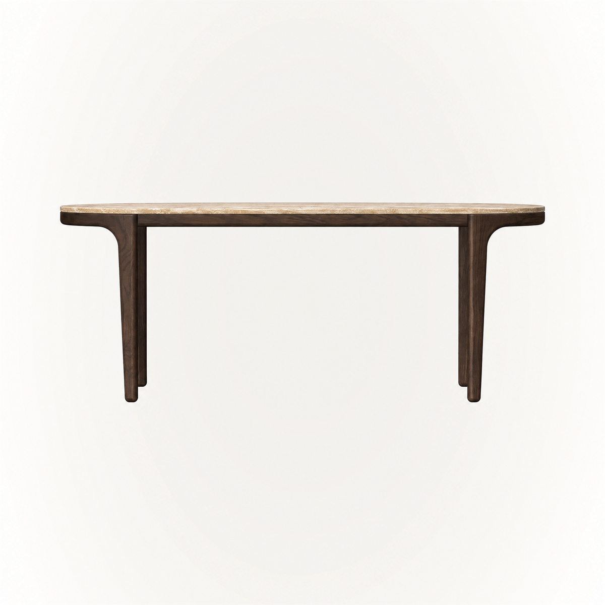 Defined by a softly rounded stone top and slender oak structure, the Tcha Dining Table brings balanced proportions to the ACERKA Miami collection.