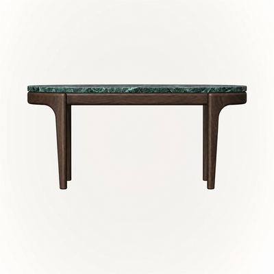 ACERKA Miami presents the Tcha High Coffee Table by Ramón Esteve, crafted from Italian Light Travertine with natural pores, tonal variation, and organic texture.