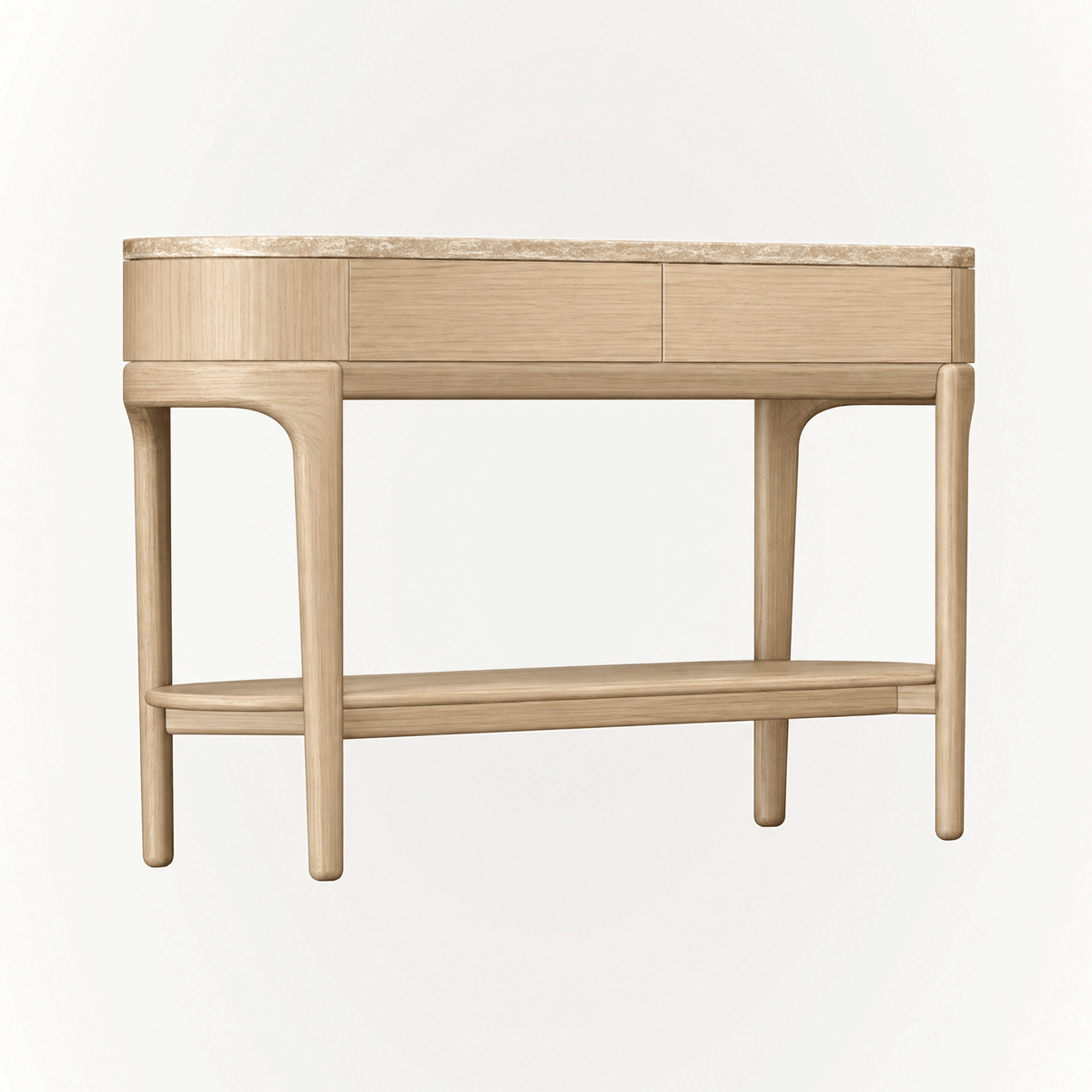 Tcha Oak Console - Travertine