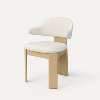 Gaba Dining Armchair – Alpine White / Natural Oak, designed by Valerio Sommella.