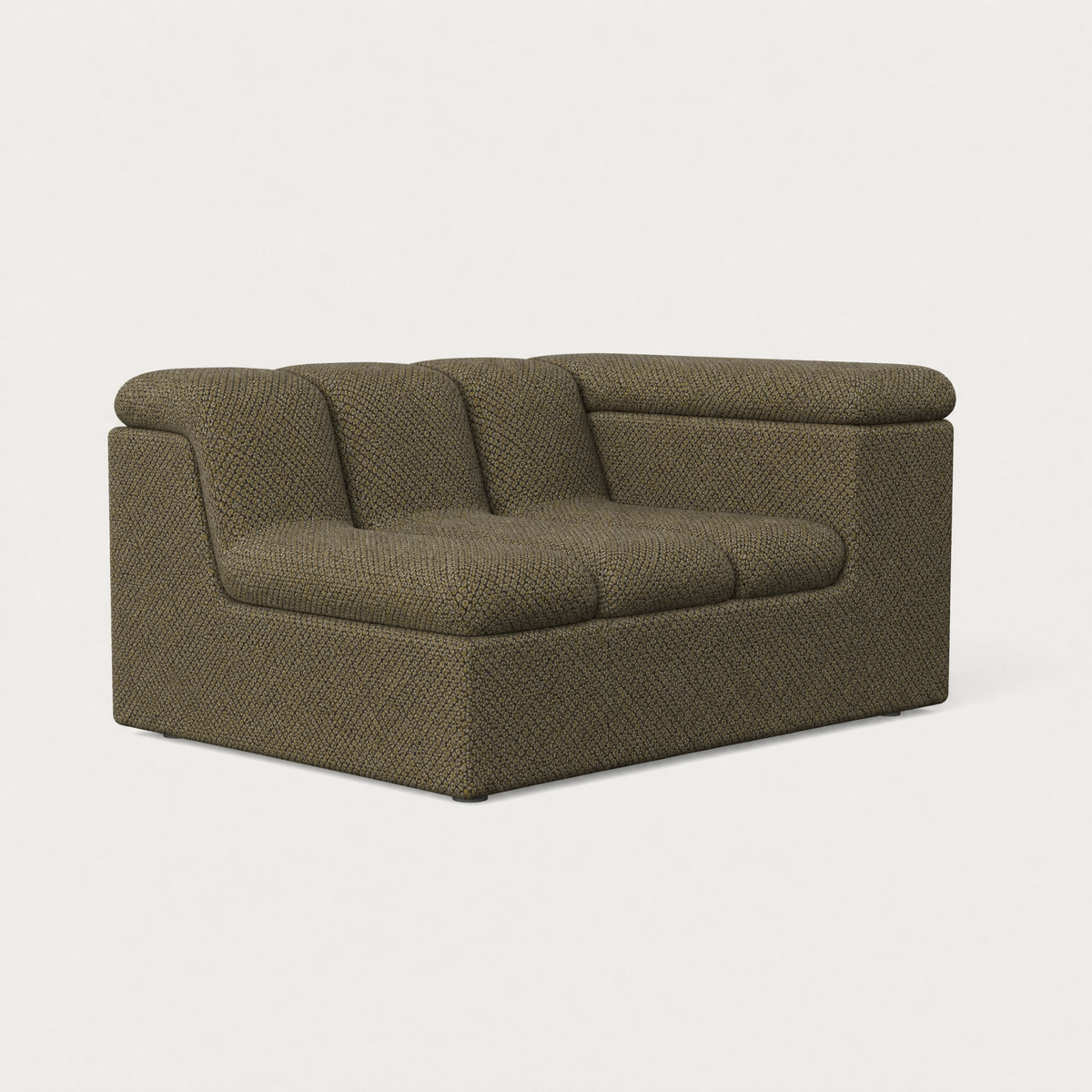 Devi Right Arm Sofa Module in Olive Green, three-quarter view — Designed by Valerio Sommella for Acerka
