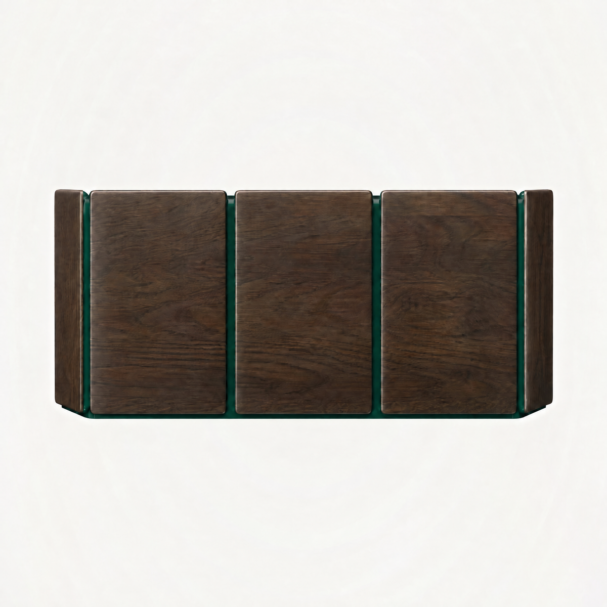 ACERKA Miami presents the Dista Sideboard by Valerio Sommella, featuring broad Dark Oak panels, softly rounded corners, and a refined inset top.