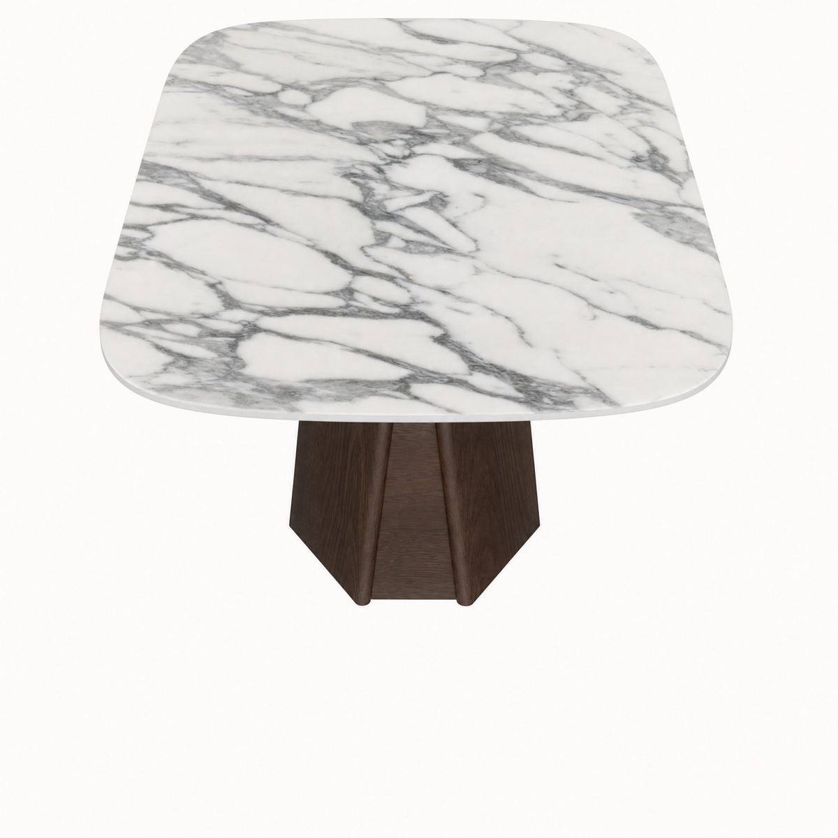 Designed by Valerio Sommella, the Chuli Rectangular Dining Table brings naturally unique Arabescato marble and a substantial oak base to the ACERKA Miami collection.