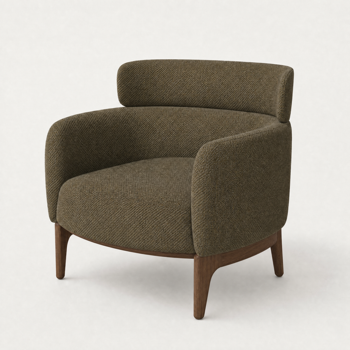 Sia Accent Chair – Olive Green / Dark Oak, designed by Ramón Esteve.