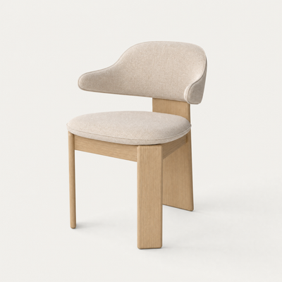 Gaba Dining Armchair – Stone Beige / Natural Oak, designed by Valerio Sommella.