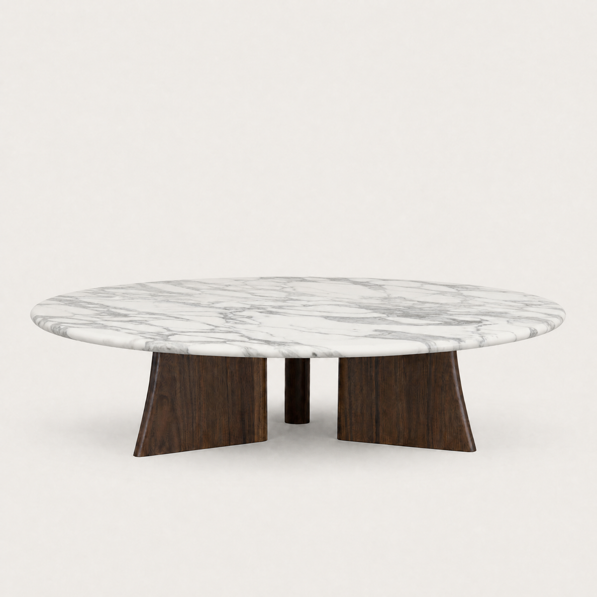 ACERKA Miami presents the Cabo Coffee Table by Francesco Meda, defined by its circular form, architectural base, and sophisticated combination of Dark Oak and Arabescato marble.