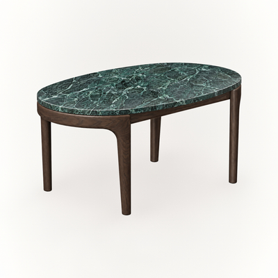 The Tcha High Coffee Table by Ramón Esteve showcases the distinctive character of Italian Light Travertine through a refined raised profile, available at ACERKA Miami.