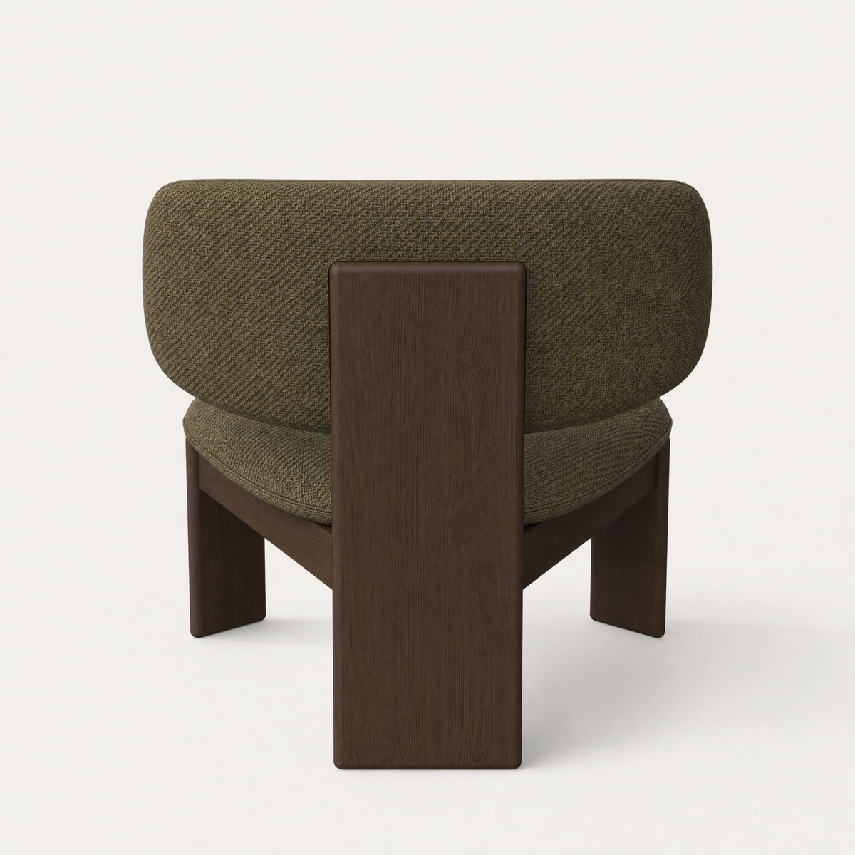 The Gaba Lounge Chair at ACERKA Miami pairs a deeply cushioned seat with an architectural solid oak frame and softly curved backrest.