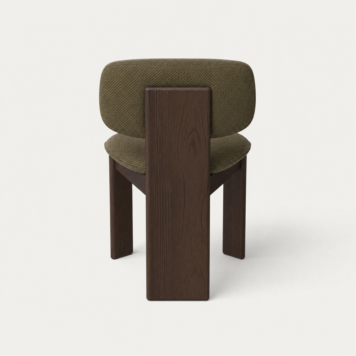 The Gaba Dining Chair at ACERKA Miami pairs a fully upholstered seat and curved backrest with clean architectural lines in rich Dark Oak.