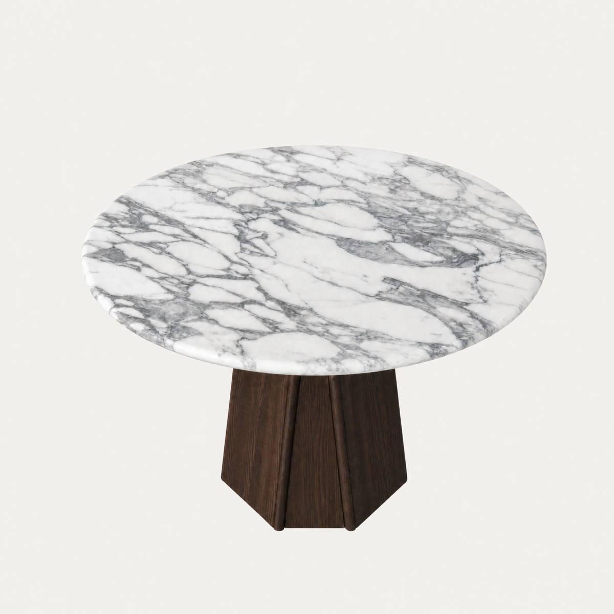 Designed by Valerio Sommella, the Chuli Round Dining Table brings richly veined Italian Arabescato Marble and sculptural proportions to the ACERKA Miami collection.