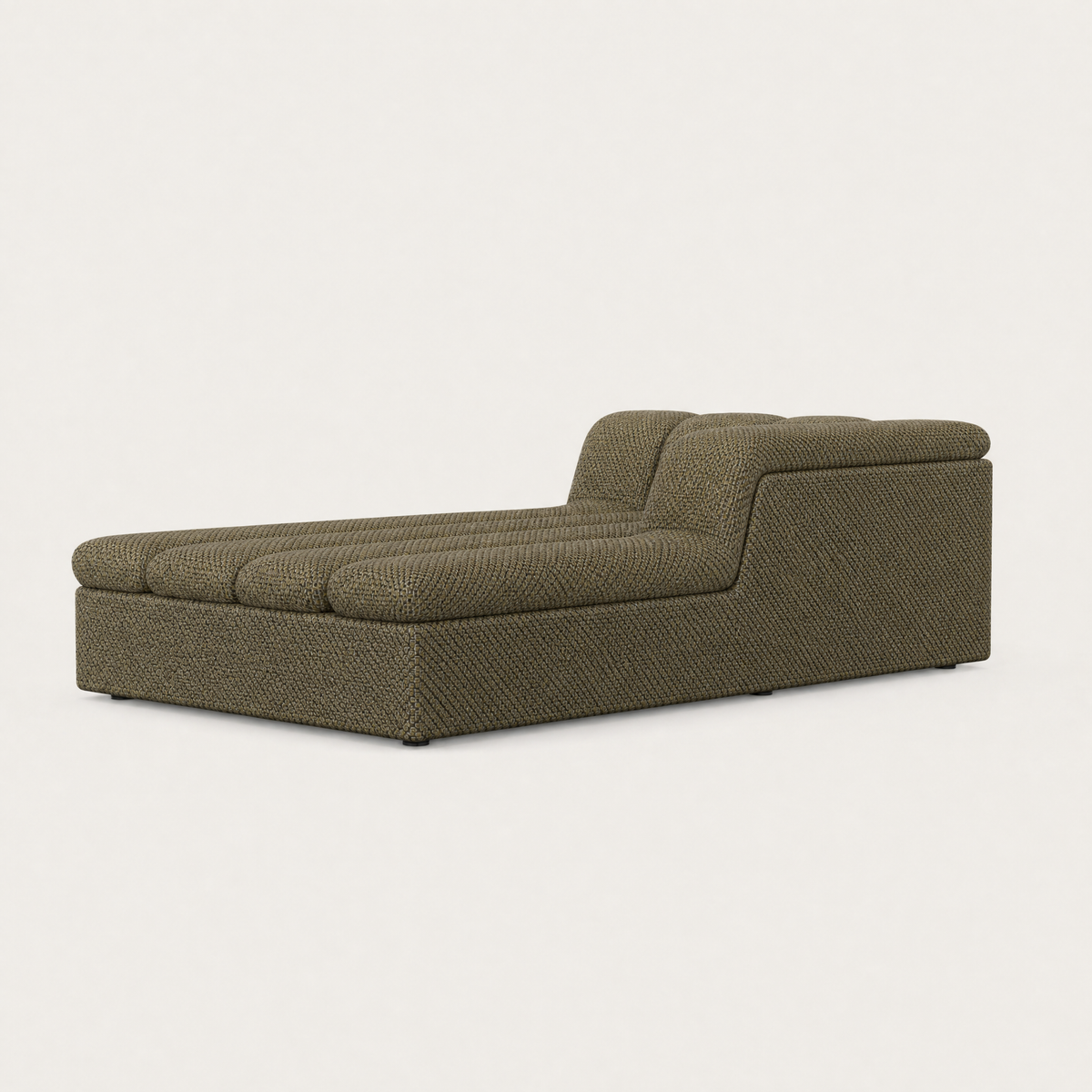 Devi Chaise Module in Olive Green, opposite three-quarter view — Designed by Valerio Sommella for Acerka
